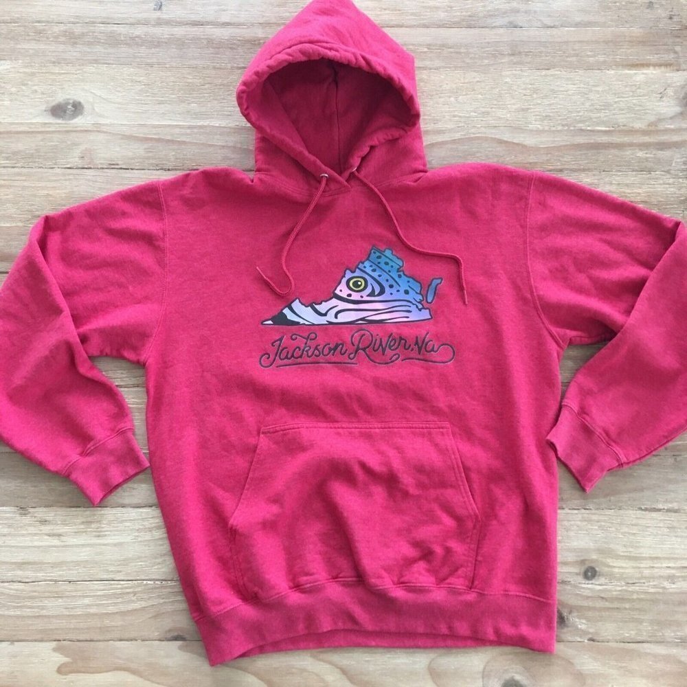 Red Jackson River Va Hoodie Pullover Sweatshirt Souvenir Adult Size Large